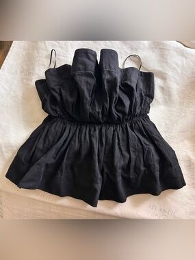 Black Ruched Sleeveless Crop Top